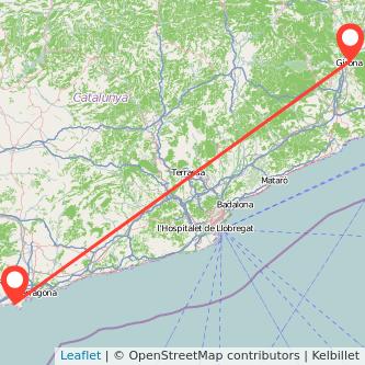 Mapa del viaje Salou - Port Aventura Girona en tren