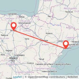 Mapa del viaje Salou - Port Aventura Burgos en tren