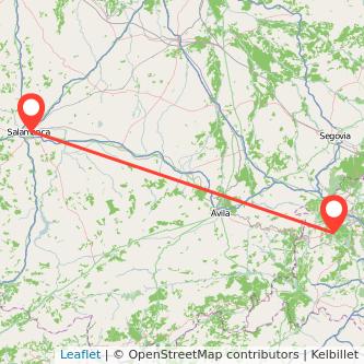 Mapa del viaje Salamanca El Escorial en tren