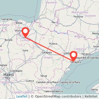Mapa del viaje Reus Logroño en tren