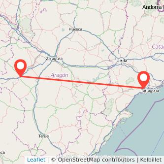 Mapa del viaje Reus Calatayud en tren