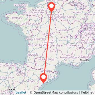 Mapa del viaje Reus París en tren