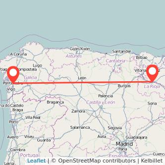 Mapa del viaje Pontevedra Logroño en bus