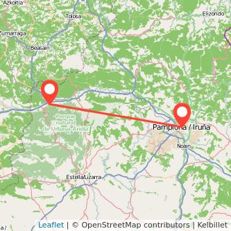 Mapa del viaje Pamplona Alsasua en tren