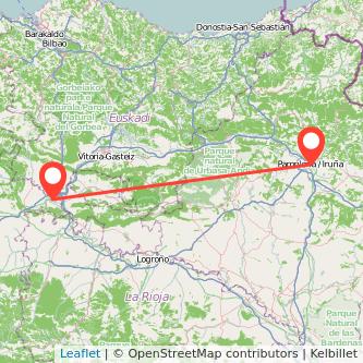 Mapa del viaje Pamplona Miranda de Ebro en tren