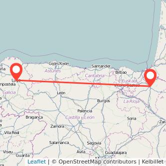 Mapa del viaje Pamplona Lugo en tren