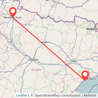 Mapa del viaje Pamplona Cambrils en tren