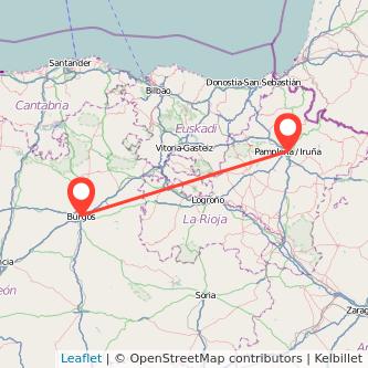 Mapa del viaje Pamplona Burgos en tren