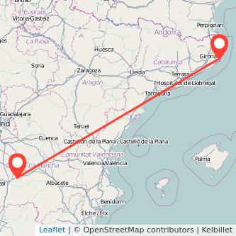 Mapa del viaje Palafrugell Argamasilla de Alba en bus