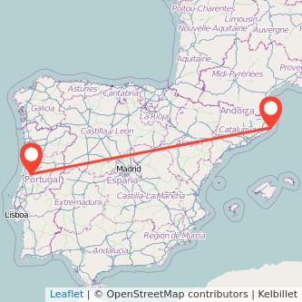 Mapa del viaje Palafrugell Coimbra en bus