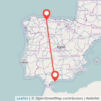 Mapa del viaje Oviedo Fuengirola en bus