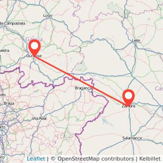 Mapa del viaje Ourense Zamora en tren