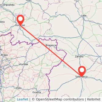 Mapa del viaje Ourense Salamanca en bus