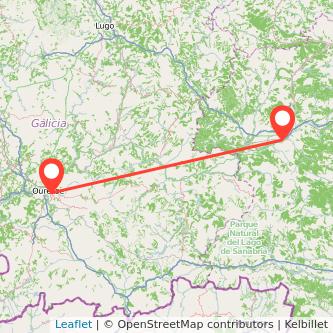 Mapa del viaje Ourense Ponferrada en tren