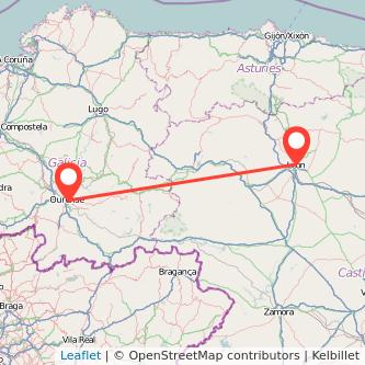 Mapa del viaje Ourense León en bus