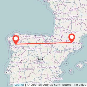 Mapa del viaje Ourense Andorra en bus