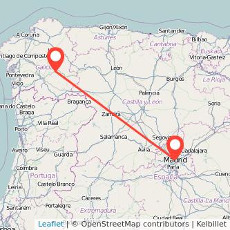 Mapa del viaje Monforte de Lemos Madrid en tren