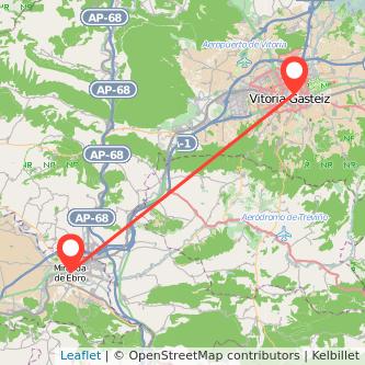 Mapa del viaje Miranda de Ebro Vitoria-Gasteiz en bus