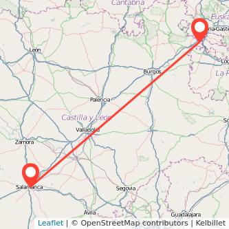 Mapa del viaje Miranda de Ebro Salamanca en tren