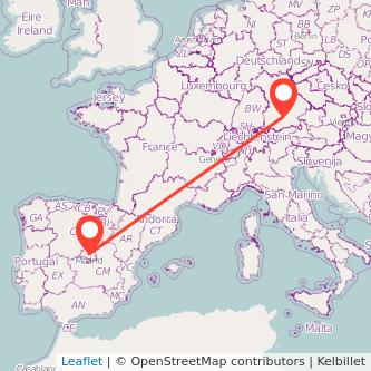 Madrid Munich train map