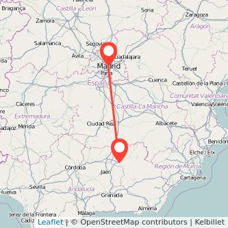 Mapa del viaje Madrid Úbeda en tren