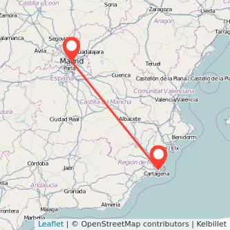 Mapa del viaje Madrid Torre-Pacheco en tren