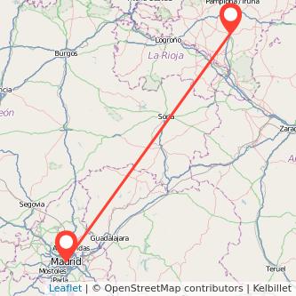 Mapa del viaje Madrid Tafalla en tren