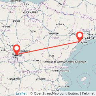 Mapa del viaje Madrid Reus en tren