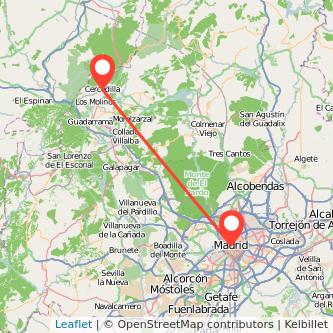 Mapa del viaje Madrid Cercedilla en tren