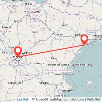 Mapa del viaje Madrid Cambrils en tren