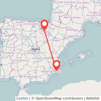 Mapa del viaje Logroño Torrevieja en bus