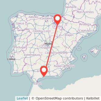 Mapa del viaje Logroño Málaga en tren