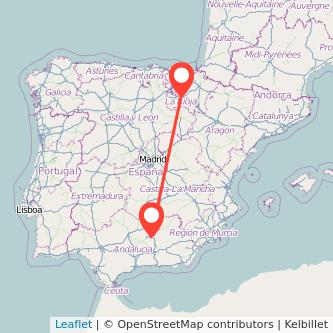 Mapa del viaje Logroño Jaén en bus