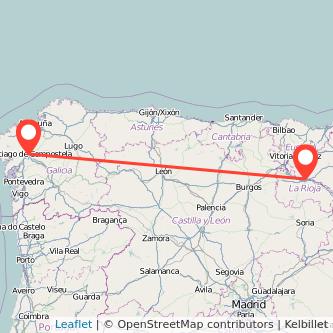Mapa del viaje Logroño Santiago de Compostela en bus