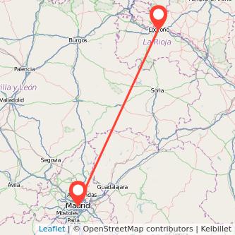 Mapa del viaje Logroño Madrid en tren