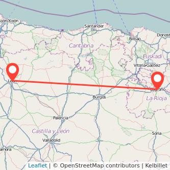 Mapa del viaje Logroño León en bus