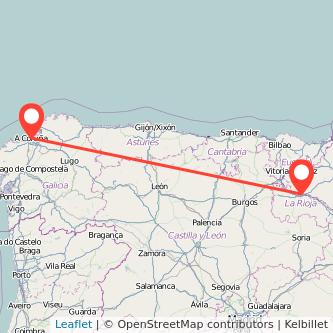 Mapa del viaje Logroño A Coruña en bus