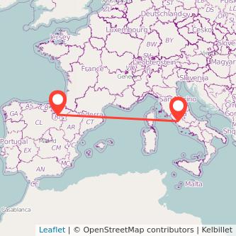 Mapa del viaje Logroño Roma en bus