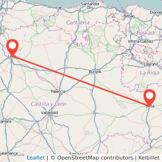Mapa del viaje León Soria en bus