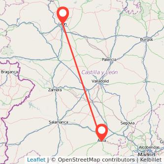 Mapa del viaje León Ávila en tren
