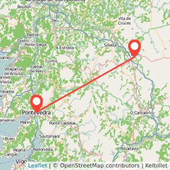 Mapa del viaje Lalín Pontevedra en bus