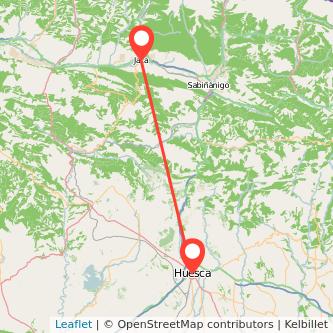 Mapa del viaje Jaca Huesca en bus