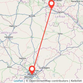 Mapa del viaje Haro Madrid en bus