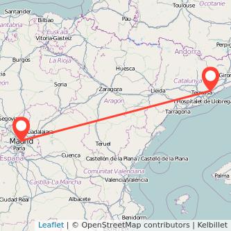 Mapa del viaje Granollers Madrid en tren