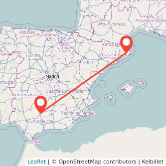 Mapa del viaje Girona Córdoba en bus