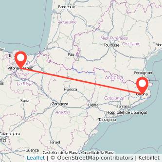 Mapa del viaje Girona Vitoria-Gasteiz en bus