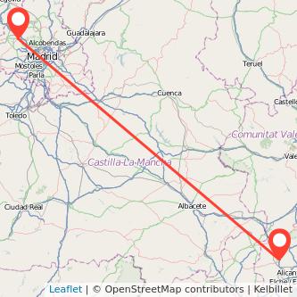 Mapa del viaje Galapagar Elda en tren