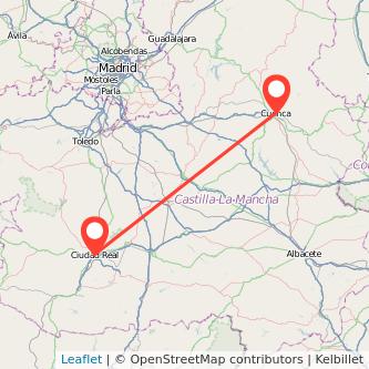 Mapa del viaje Cuenca Ciudad Real en bus