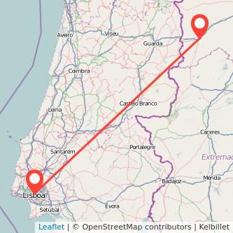Mapa del viaje Ciudad-Rodrigo Lisboa en bus