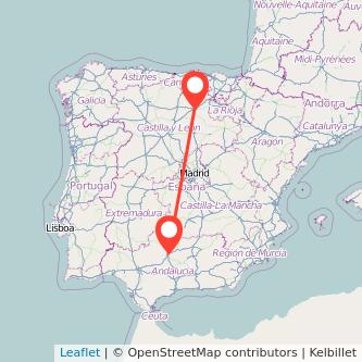 Mapa del viaje Burgos Córdoba en tren
